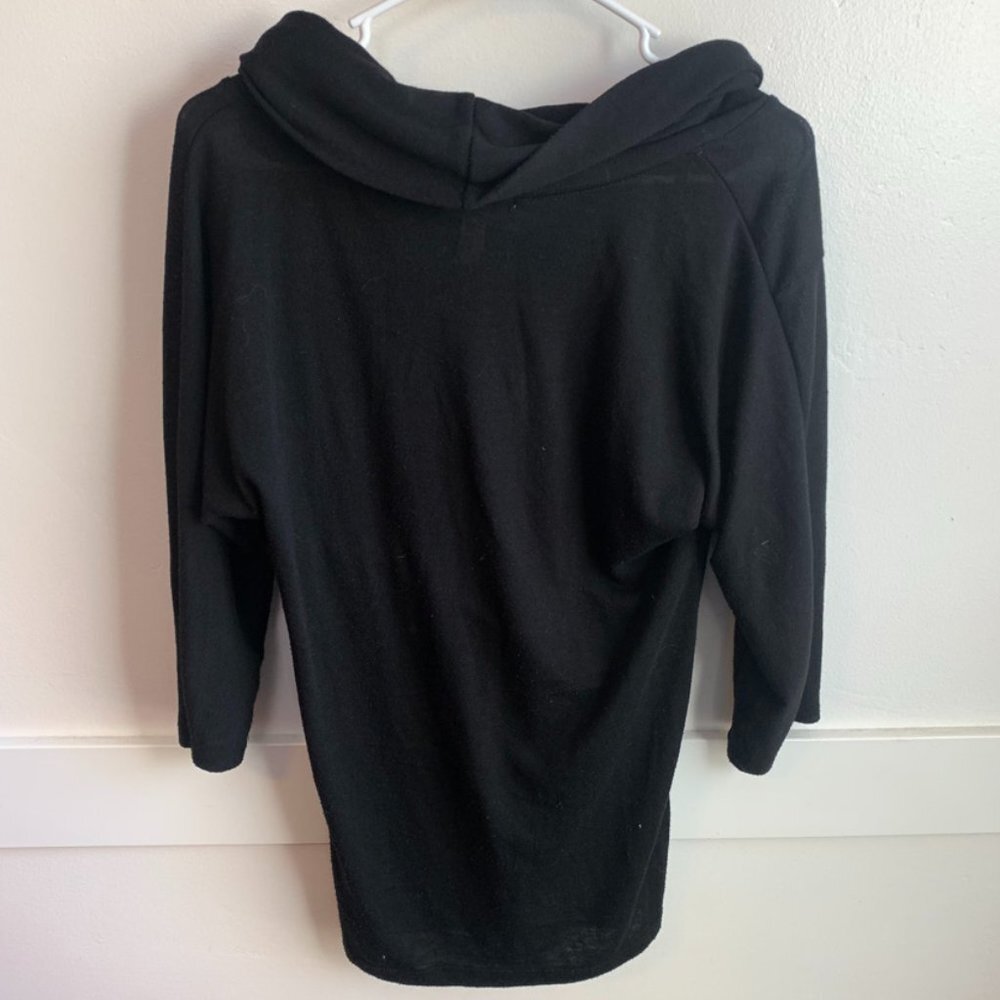 Ambiance Apparel Black Cowl Neck Quarter Sleeve Shirt - Picture 2 of 5